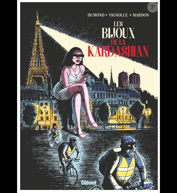 Couverture de la bande-dessinée "Les bijoux de la Kardashian" de Julien  Dumont et François Vignolle, dessinée par Mardon, publiée aux éditions Glénat le 13 mars 2019. 