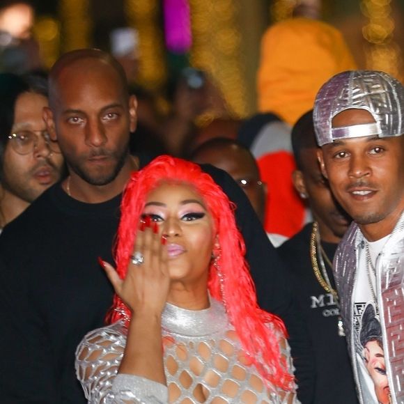 Nicki Minaj et son fiancé Kenneth Petty arrivent à la boutique FENDI sur Rodeo Drive pour la soirée de lancement de la collaboration 'Fendi Prints On' à Beverly Hills, le 15 octobre 2019.