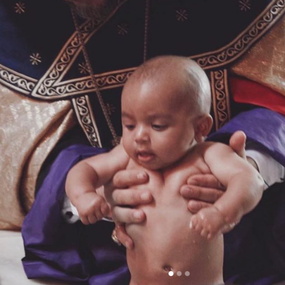 Psalm West, le fils de Kim Kardashian et Kanye West, se fait baptiser en Arménie. Octobre 2019.