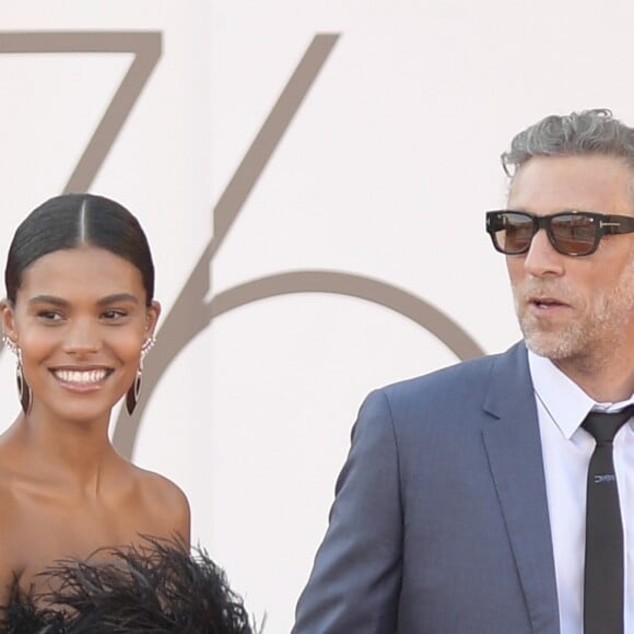Vincent Cassel et sa femme Tina Kunakey - Red carpet pour le film "J'accuse!" lors du 76ème festival du film de venise, la Mostra le 30 Août 2019.