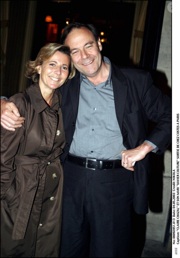 Claire Chazal et son ancien mari Xavier Couture, le 4 mai 2005, chez Costes, à Paris