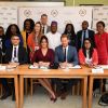 Meghan Markle et le prince Harry participent à une réunion sur l'égalité des genres avec les membres du Queen's Commonwealth Trust (dont elle est vice-présidente) et du sommet One Young World au château de Windsor, le 25 octobre 2019.