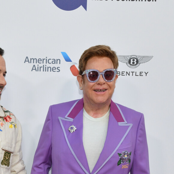 Elton John et son mari David Furnish à la Midsummer Party au profit de la Elton John Aids Fondation à la Villa Dorane au Cap d'Antibes en France, le 24 juillet 2019. © Bruno Bebert/Bestimage