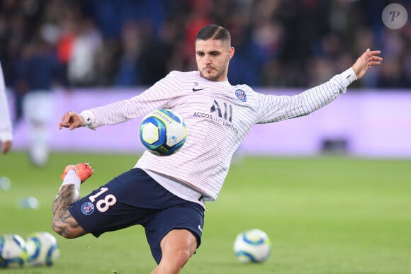 Echauffement - Mauro Icardi lors du match de Ligue 1 "PSG - OM (4-0)" au Parc des Princes. Paris, le 27 octobre 2019.