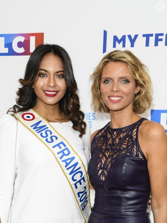 Vaimalama Chaves (Miss France 2019) et Sylvie Tellier - Soirée de rentrée 2019 de TF1 au Palais de Tokyo à Paris, le 9 septembre 2019. ©Pierre Perusseau/Bestimage