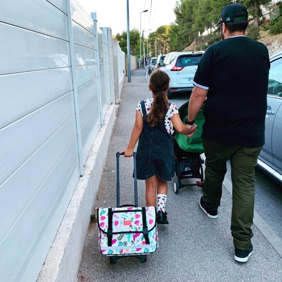 Laurent Ournac avec sa fille Capucine le jour de la rentrée, le 2 septembre 2019