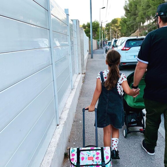 Laurent Ournac avec sa fille Capucine le jour de la rentrée, le 2 septembre 2019