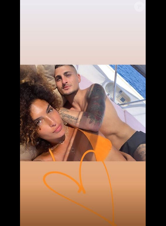 Jessica Aidi dévoile une photo de vacances avec Marco Verratti à l'occasion de l'anniversaire du joueur du PSG le 5 novembre 2019.