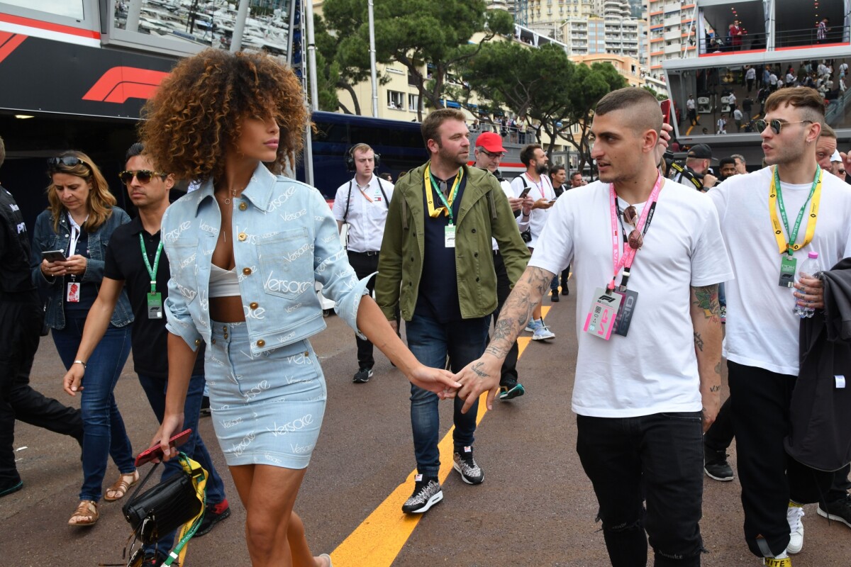 Photo Marco Verratti et sa compagne Jessica Aidi People lors du ème Grand Prix de Formule