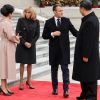 XI Jinping et sa femme Peng Liyuan, Emmanuel Macron et sa femme Brigitte Macron - Le président de la République populaire de Chine, XI Jinping et sa femme Peng Liyuan accueillent le président de la république française Emmanuel Macron et sa femme la Première Dame Brigitte Macron au Grand Palais du Peuple à Pékin en Chine le 6 novembre 2019. © Ludovic Marin/Pool/Bestimage