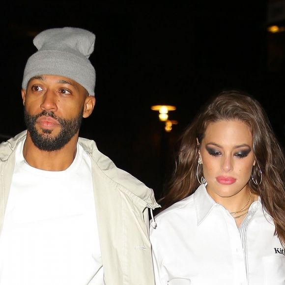 Ashley Graham et son mari Justin Ervin arrivent à à la projection de "American Beauty Star" à la "Hearst Tower" à New York, le 17 janvier 2019 New York
