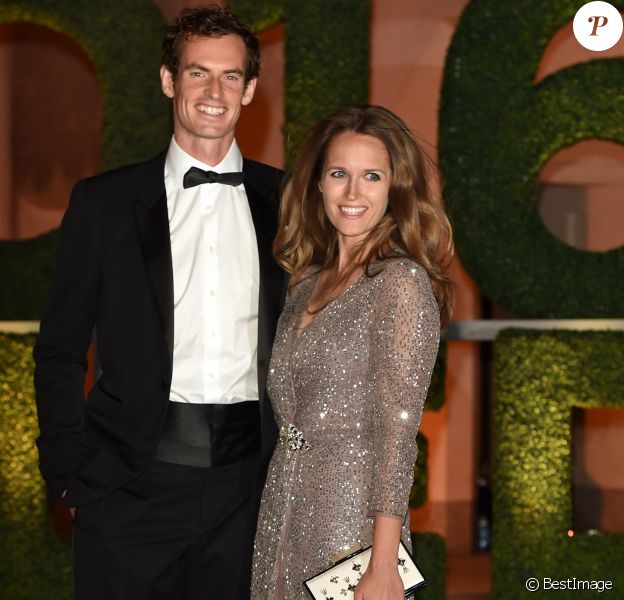Andy Murray et sa femme Kim Sears lors du dîner de gala en l'honneur des vainqueurs du tournoi de Wimbledon 2016, Serena Williams et Andy Murray victorieux, au Guildhall à Londres le 10 juillet 2016.
