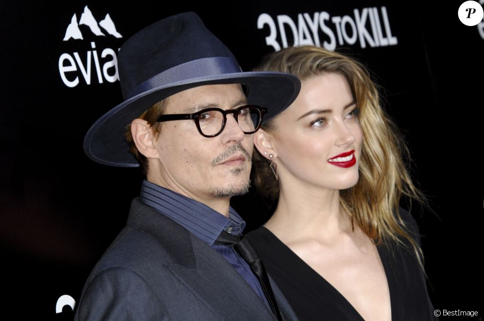 Johnny Depp et sa fiancée Amber Heard - Première du film 3 Days to Kill