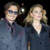 Johnny Depp et sa fiancée Amber Heard - Avant-première du film "Charlie Mortdecai" à Londres, le 19 janvier 2015.