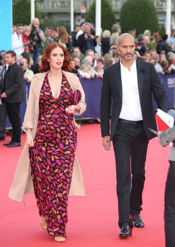 Audrey Fleurot enceinte et son compagnon Djibril Glissant - Avant-première du film "Everest" et soirée d'ouverture lors du 41ème Festival du film américain de Deauville, le 4 septembre 2015.