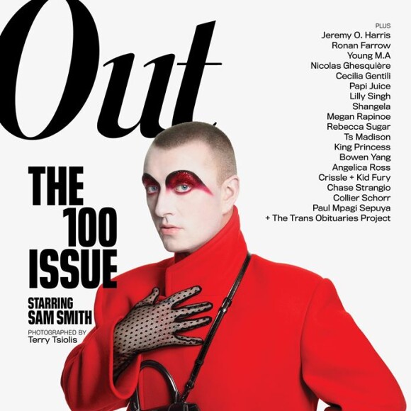 Sam Smith apparaît en couverture du magazine Out. Novembre 2019.
