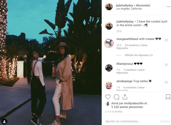 Jade Hallyday publie un message à l'attention de sa tante Maryline Issartier, la compagne de Grégory Boudou, le frère de Laeticia Hallyday. Instagram, le 10 mai 2019.