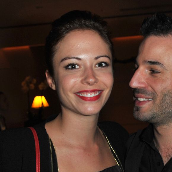 Dounia Coesens et Mario Barravecchia (Star Academy 1) - Sortie des artistes apres la remise des Prix Romy Schneider et Patrick Dewaere a l'hotel Hyatt a Paris, le 11 mars 2013.