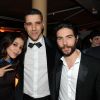 Exclusif - Leila Bekhti pose avec son mari Tahar Rahim accompagne de son frère Ahmed - Soirée Magnum pour le film "Le passe" lors du 66e Festival de Cannes le 17 mai 2013.