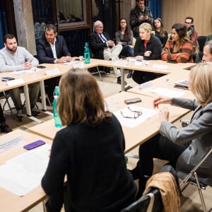 Visite de Madame Brigitte Macron et Adrien Taquet ( secrétaire d'État à la Protection de l'enfance) au centre social et culturel "La maison bleue" dans le 18ème dans le cadre du plan de lutte contre les violences faites aux enfants à Paris le 20 Novembre 2019. © Tristan Reynaud / Secrétariat d'Etat auprès de la Ministre des Solidarités et de la Santé via Bestimage