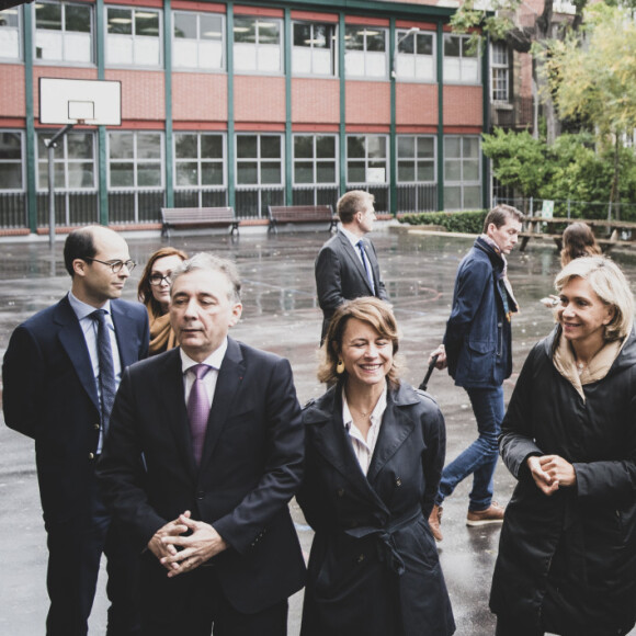 Brigitte Macron lors de la visite du lycée Lamartine en compagnie de SAR, la princesse héritière du Danemark. Le 9 octobre 2019.