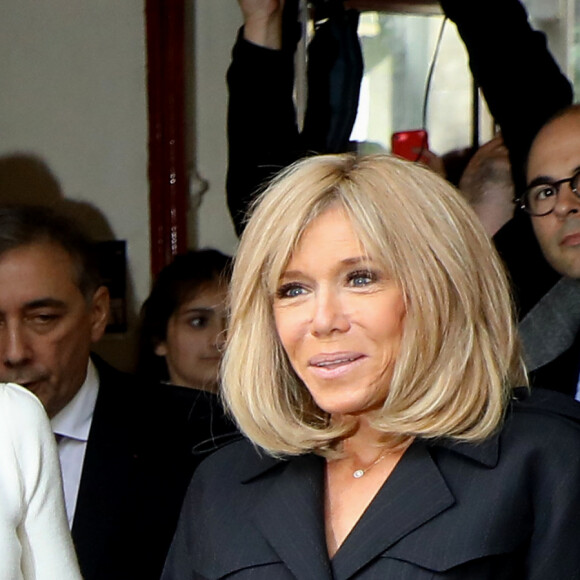 La princesse Mary de Danemark, Brigitte Macron lors de la visite de la cité scolaire Alphonse de Lamartine à Paris le 9 octobre 2019. © Dominique Jacovides / Bestimage