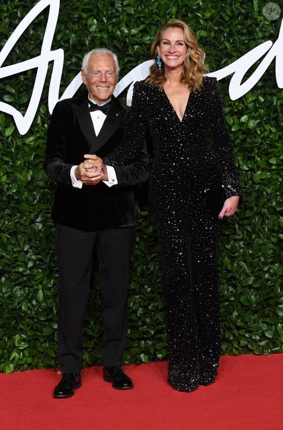 American actress Julia Roberts and italian designer Giorgio Armani attend the Fashion Awards at Royal Albert Hall in London on December 2, 2019. Photo by Rune Hellestad/UPI/ABACAPRESS.COM 