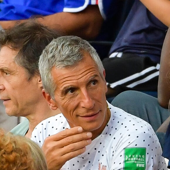 Nagui et sa femme Mélanie Page dans les tribunes lors du quart de finale de la Coupe du Monde Féminine de football opposant les Etats-Unis à la France au Parc des Princes à Paris, France, le 28 juin 2019. Les USA ont gagné 2-1. © Pierre Perusseau/Bestimage