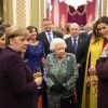 La reine Elisabeth II d'Angleterre, Melania Trump, Angela Merkel - La reine Elisabeth II d'Angleterre donne une réception à Buckingham Palace à l'occasion du Sommet de l'Otan à Londres, le 3 décembre 2019.