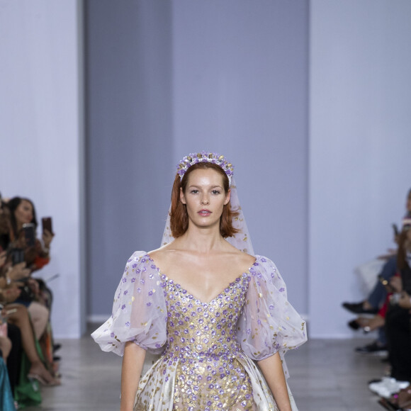 Maëva Coucke - People au défilé de mode Haute-Couture automne-hiver 2019/2020 "Georges Chakra" au Palais de Tokyo à Paris. Le 1er juillet 2019
