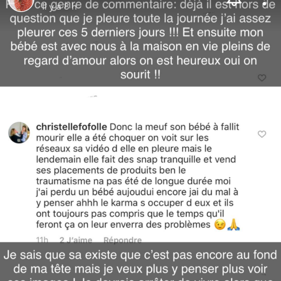 Jessica Thivenin répond à une abonnée, sur Snapchat,le 12 décembre 2019