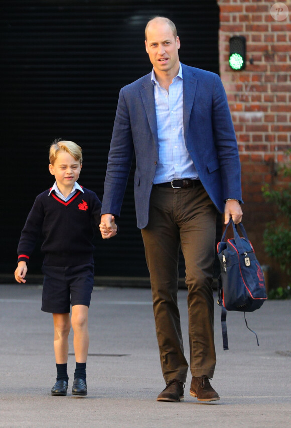 Le prince William accompagne le prince George et la princesse Charlotte pour leur rentrée scolaire à l'école Thomas's Battersea à Londres, Royaume Uni, le 5 septembre 2019.