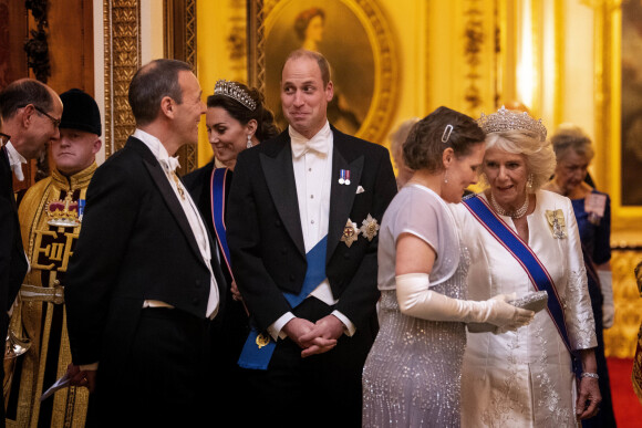 Le prince William, duc de Cambridge, et Kate Middleton, duchesse de Cambridge, Camilla Parker Bowles, duchesse de Cornouailles - La reine Elisabeth II d'Angleterre reçoit les membres du corps diplomatique à Buckingham Palace, le 11 décembre 2019.
