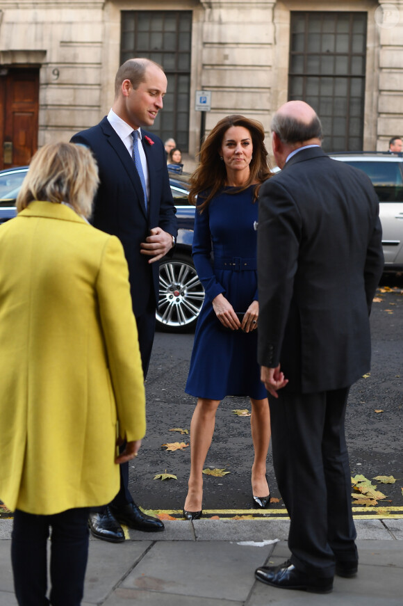Le prince William, duc de Cambridge, et Kate Middleton, duchesse de Cambridge, assistent au lancement de l'association caritative "National Emergencies Trust" à l'Eglise St Martin-in-the-Fields à Londres, le 7 novembre 2019.