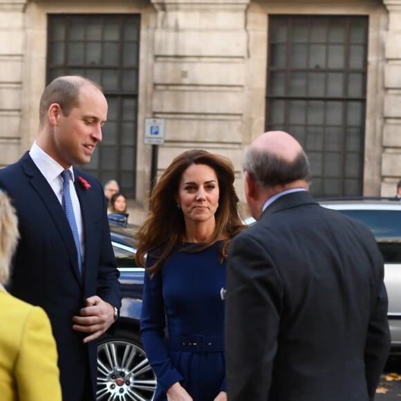 Le prince William, duc de Cambridge, et Kate Middleton, duchesse de Cambridge, assistent au lancement de l'association caritative "National Emergencies Trust" à l'Eglise St Martin-in-the-Fields à Londres, le 7 novembre 2019.