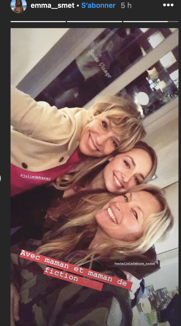 Estelle Lefébure rend visite à sa fille Emma Smet sur le tournage de "Demain nous appartient" - 19 décembre 2019, Instagram