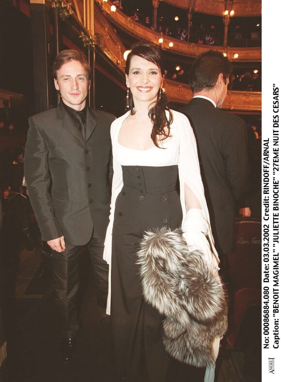 Benoît Magimel et Juliette Binoche lors de la 27e nuit des César le 3 mars 2002.