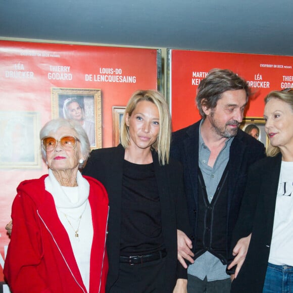 Brigitte Auber, Laura Smet, Louis-Do de Lencquesaing et Marthe Keller lors de l'avant-première de "La sainte famille" du UGC Les Halles, à Paris, le 19 décembre 2019.