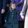 La princesse Charlotte de Cambridge lors de la messe de Noël en l'église Sainte-Marie-Madeleine à Sandringham au Royaume-Uni, le 25 décembre 2019.