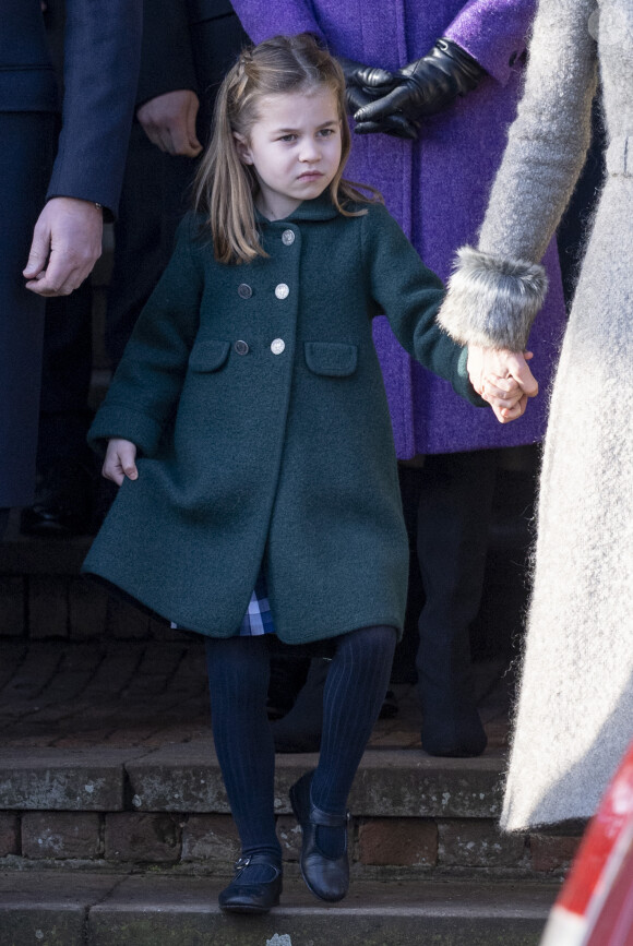 La princesse Charlotte de Cambridge lors de la messe de Noël en l'église Sainte-Marie-Madeleine à Sandringham au Royaume-Uni, le 25 décembre 2019.
