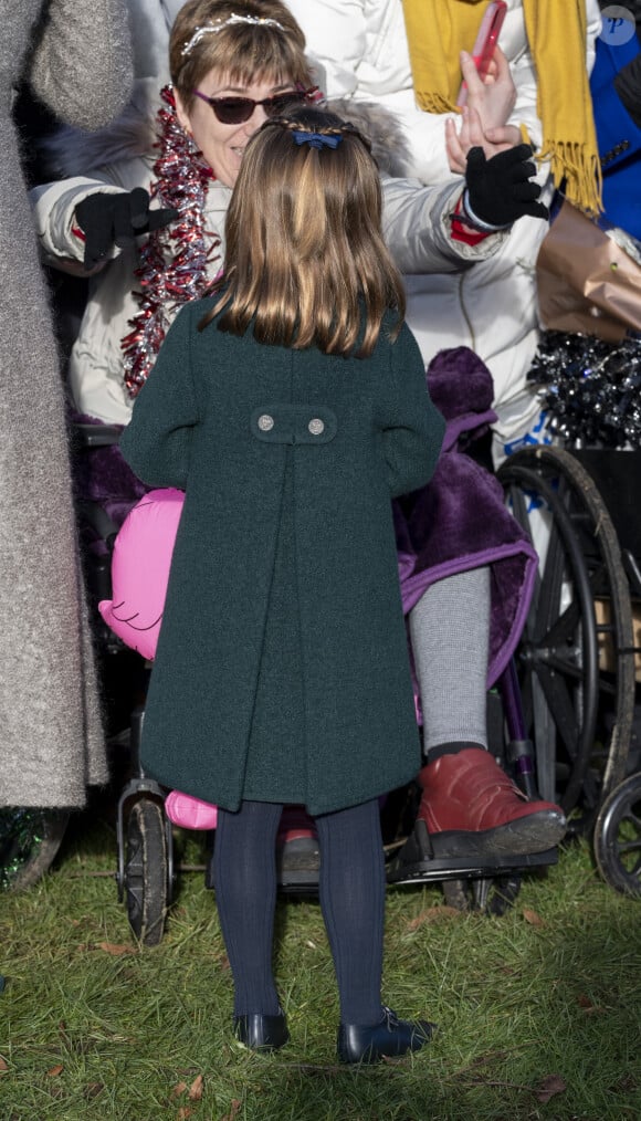 La princesse Charlotte de Cambridge lors de la messe de Noël en l'église Sainte-Marie-Madeleine à Sandringham au Royaume-Uni, le 25 décembre 2019.