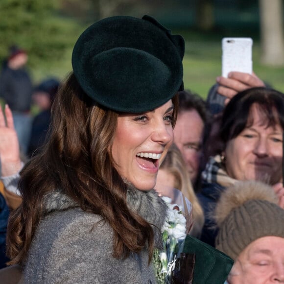 Catherine (Kate) Middleton, duchesse de Cambridge, lors de la messe de Noël en l'église Sainte-Marie-Madeleine à Sandringham au Royaume-Uni, le 25 décembre 2019.