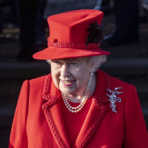 La reine Elisabeth II d'Angleterre lors de la messe de Noël en l'église Sainte-Marie-Madeleine à Sandringham au Royaume-Uni, le 25 décembre 2019.