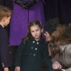 Catherine (Kate) Middleton, duchesse de Cambridge, et la princesse Charlotte de Cambridge lors de la messe de Noël en l'église Sainte-Marie-Madeleine à Sandringham au Royaume-Uni, le 25 décembre 2019.