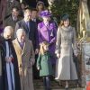 Le prince William, duc de Cambridge, et Catherine (Kate) Middleton, duchesse de Cambridge, la princesse Charlotte de Cambridge et la princesse Anne lors de la messe de Noël en l'église Sainte-Marie-Madeleine à Sandringham au Royaume-Uni, le 25 décembre 2019.