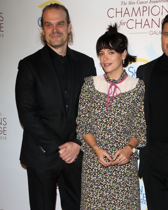 Lily Allen et son compagnon David Harbour au gala "Champions for Change" à New York, le 17 octobre 2019.