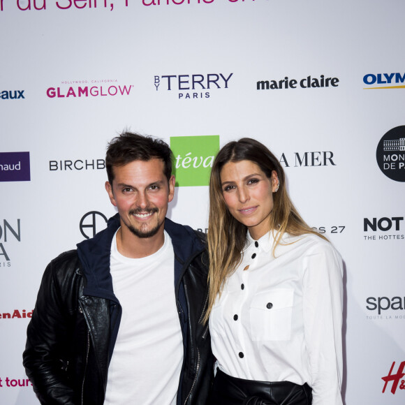 Laury Thilleman (Miss France 2011) et son compagnon Juan Arbelaez à l'occasion du lancement de la 26ème campagne d'Octobre Rose par l'association Le Cancer du Sein, Parlons-en ! sur le Champ de Mars à Paris, France, le 1er octobre 2019. © Jean-Baptiste Autissier/Panoramic/Bestimage