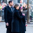 La princesse Märtha Louise de Norvège, sa fille Maud Angelica et son frère le prince Haakon lors des obsèques d'Ari Behn, le 3 janvier 2020. Ecrivain, artiste visuel et ex-époux de la princesse Märtha Louise de Norvège, mère de leurs trois filles, Ari Behn s'est donné la mort au moment de Noël.