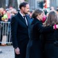 La princesse Märtha Louise de Norvège, ses filles et son frère le prince Haakon lors des obsèques d'Ari Behn, le 3 janvier 2020. Ecrivain, artiste visuel et ex-époux de la princesse Märtha Louise de Norvège, mère de leurs trois filles, Ari Behn s'est donné la mort au moment de Noël.