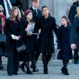 La princesse Märtha Louise de Norvège et ses trois filles, Leah Isadora, Maud Angelica et Emma Tallulah Behn, lors des obsèques d'Ari Behn, le 3 janvier 2020. Ecrivain, artiste visuel et ex-époux de la princesse Märtha Louise de Norvège, mère de leurs trois filles, Ari Behn s'est donné la mort au moment de Noël.